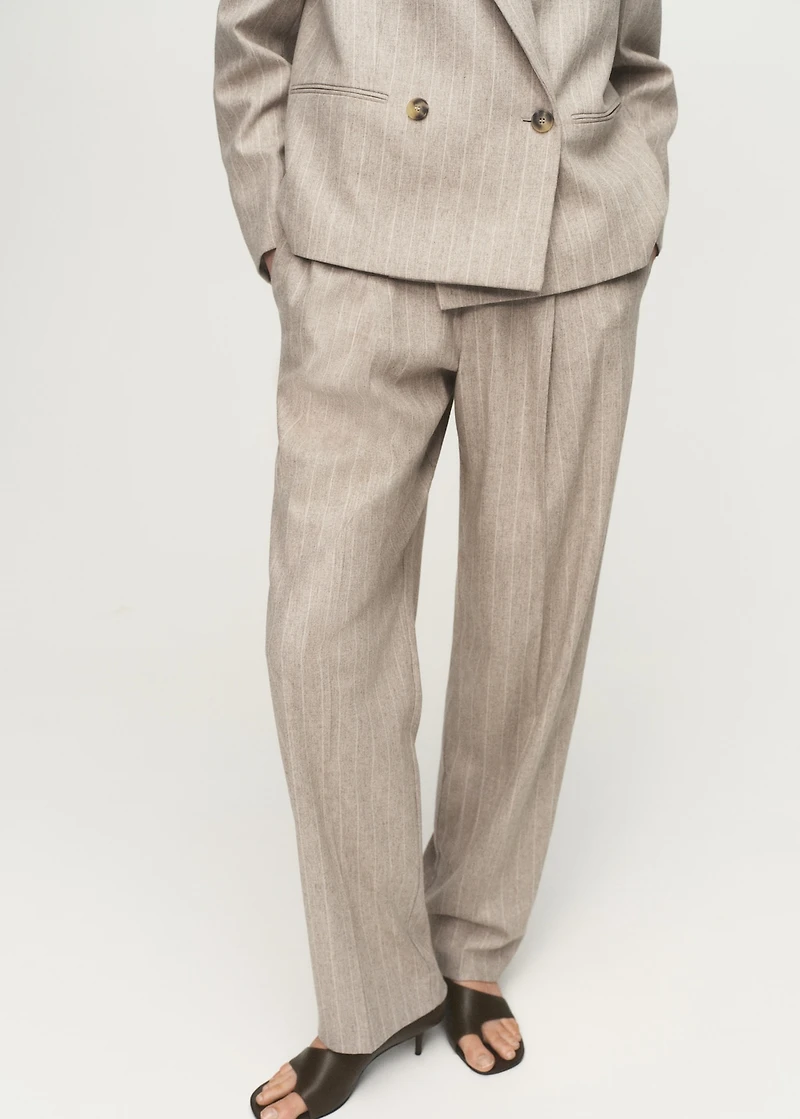 Pinstripe wool suit pants
