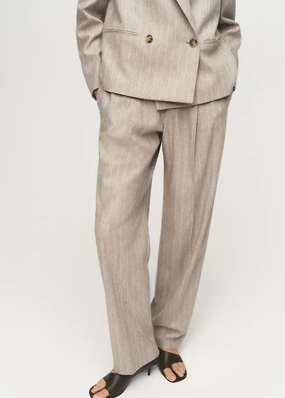 Pinstripe wool suit pants
