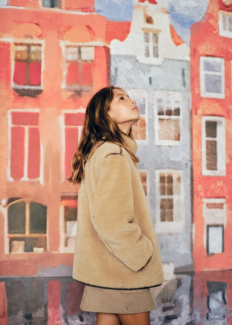 Faux fur jacket with lapels