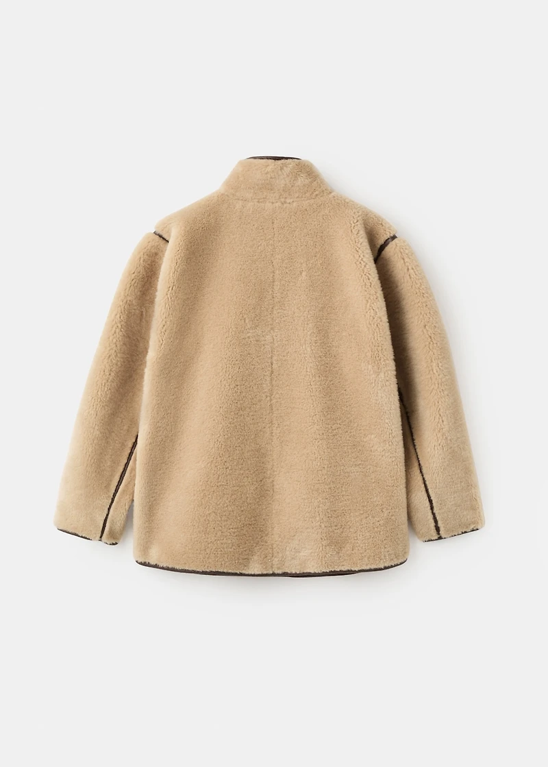 Faux fur jacket with lapels