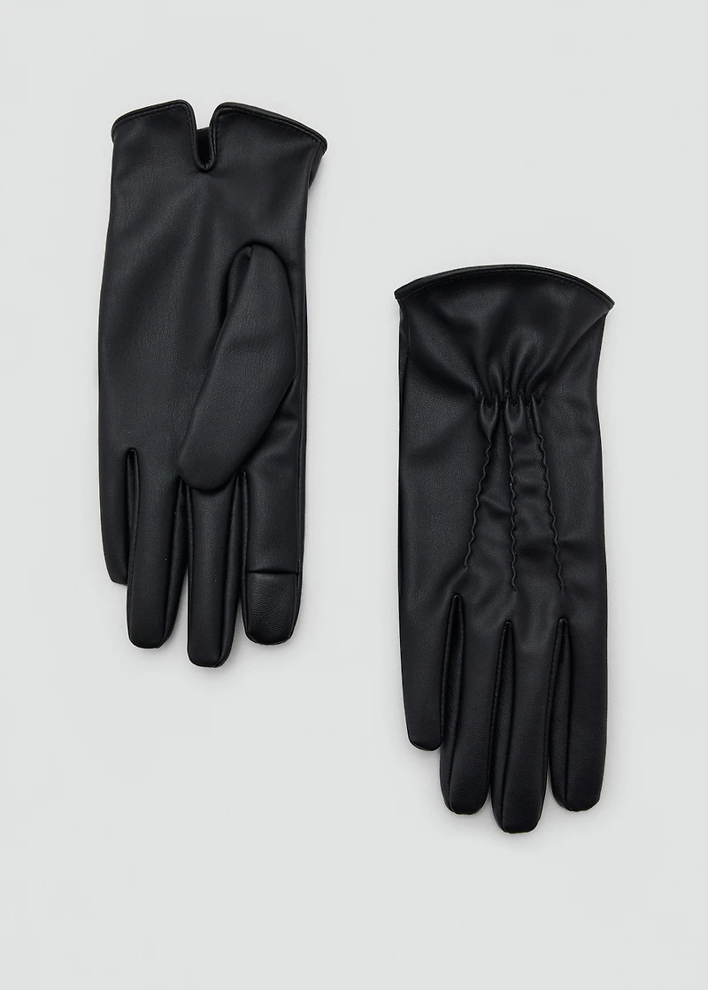 Faux-leather gloves