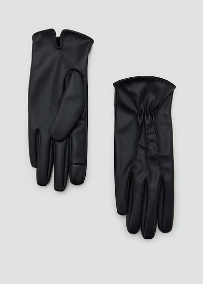 Faux-leather gloves