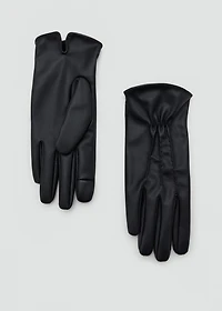 Faux-leather gloves