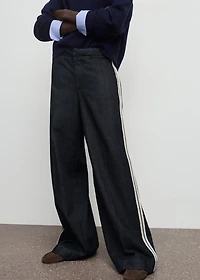 Wide-leg striped jeans