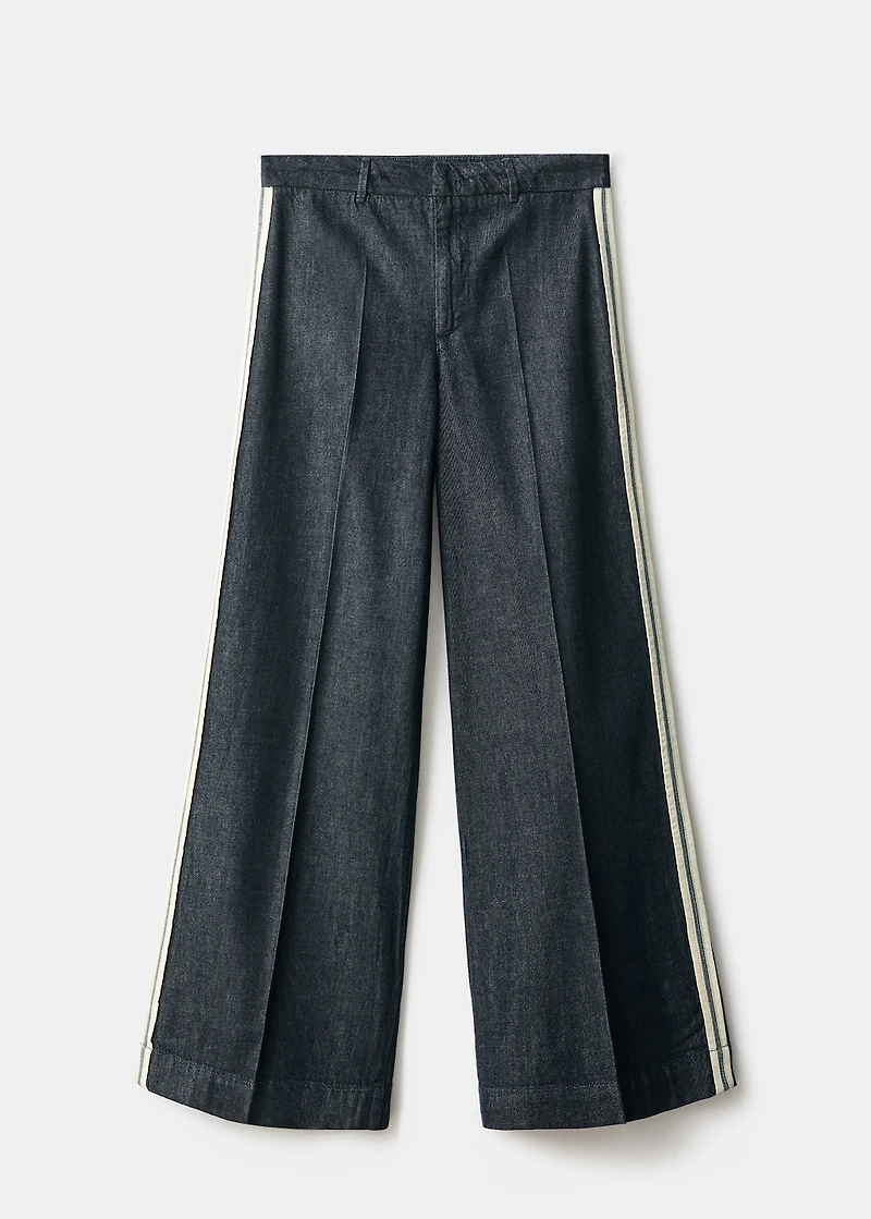 Wide-leg striped jeans