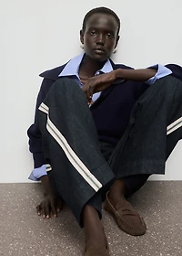 Wide-leg striped jeans