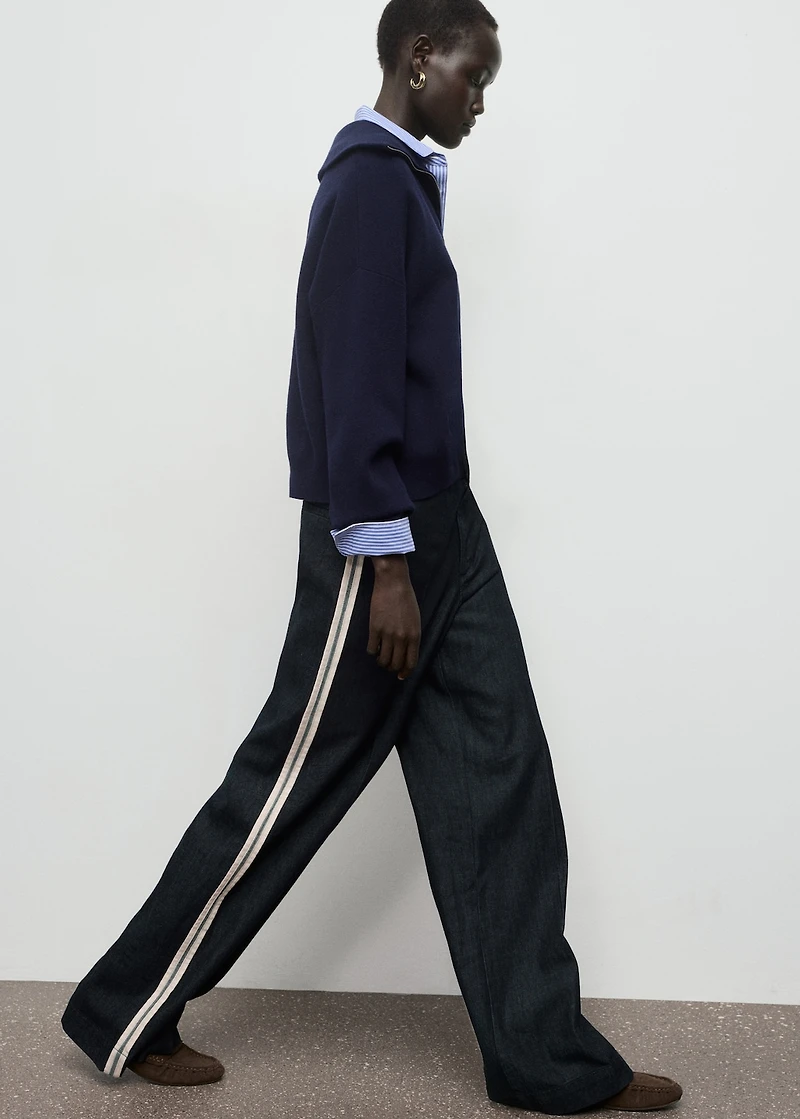 Wide-leg striped jeans