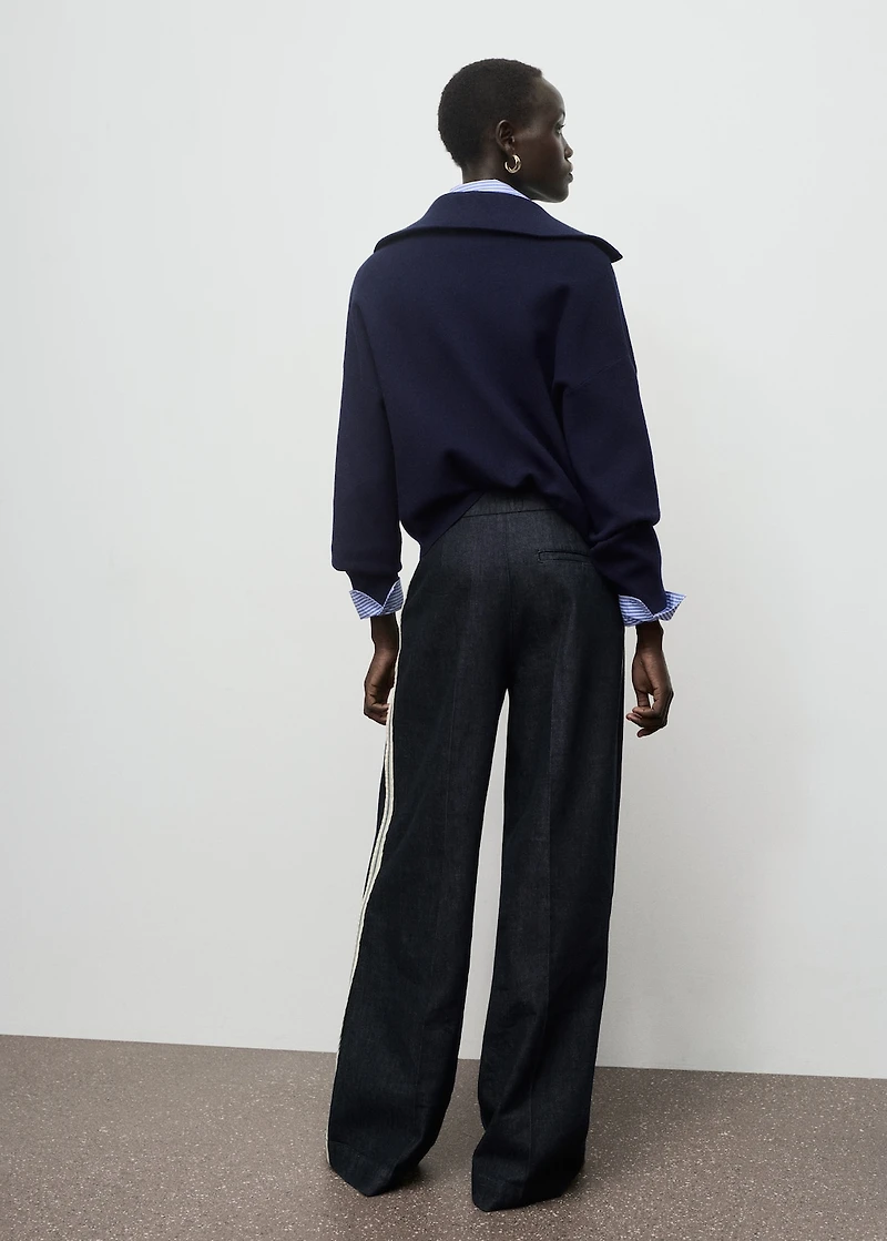 Wide-leg striped jeans