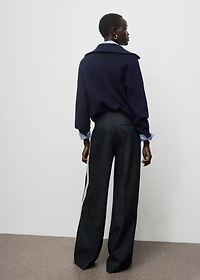 Wide-leg striped jeans