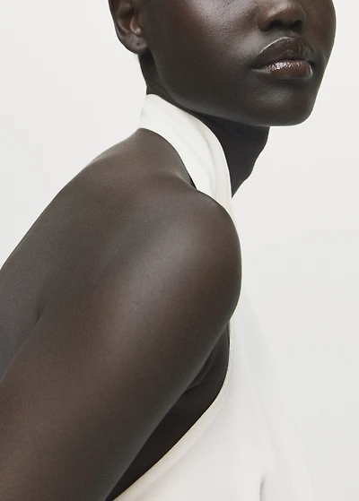 Satin blouse with draped neck