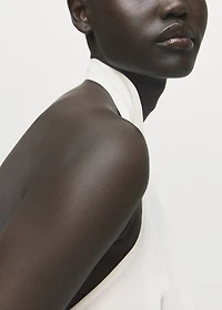 Satin blouse with draped neck