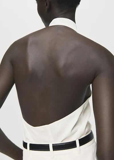 Satin blouse with draped neck