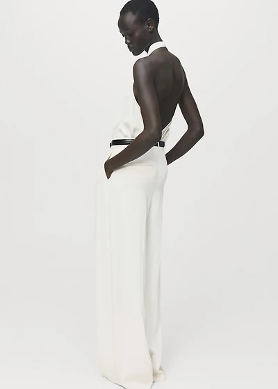 Satin blouse with draped neck