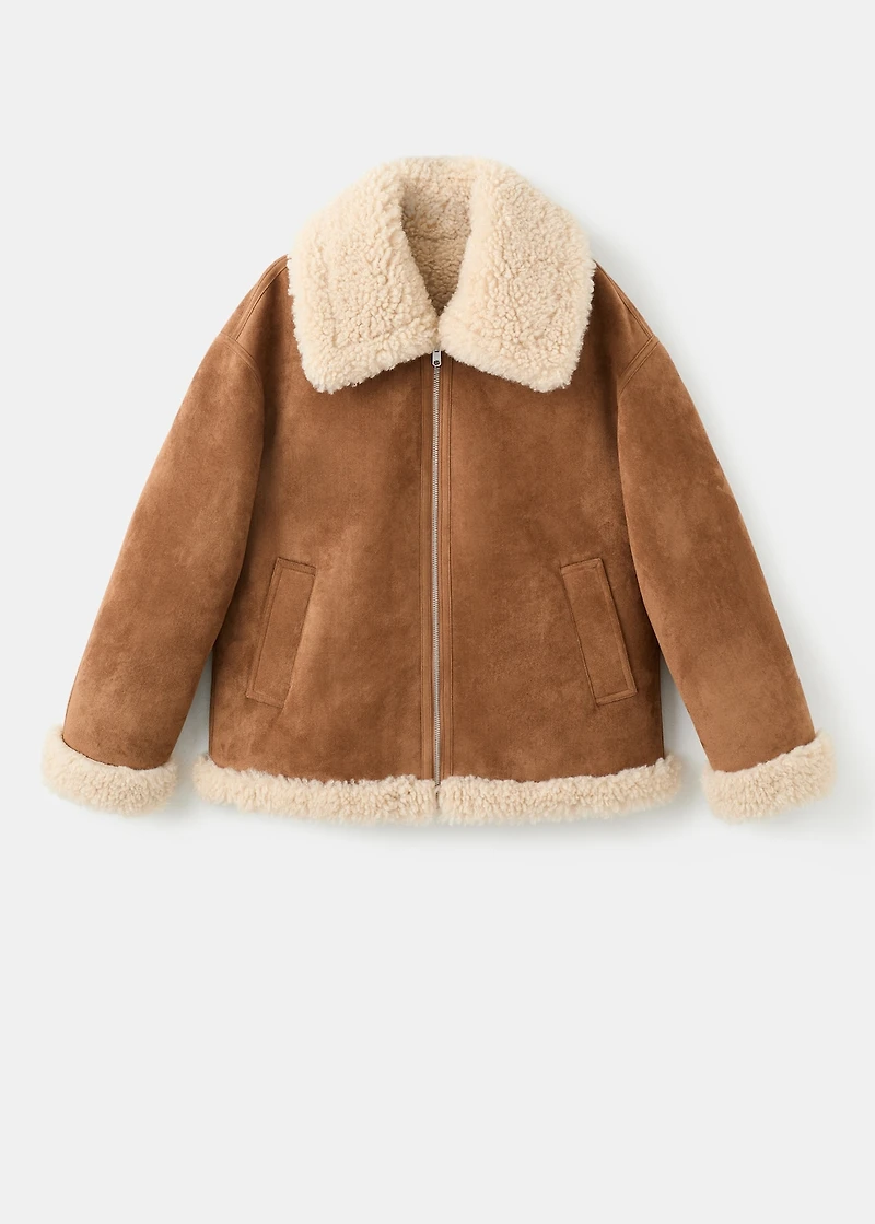 Shearling and suede-effect jacket