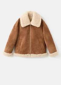 Shearling and suede-effect jacket