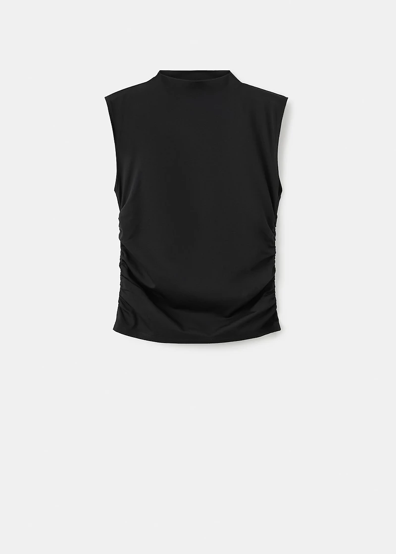 Ruched funnel-neck top