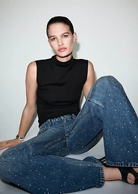 Ruched funnel-neck top