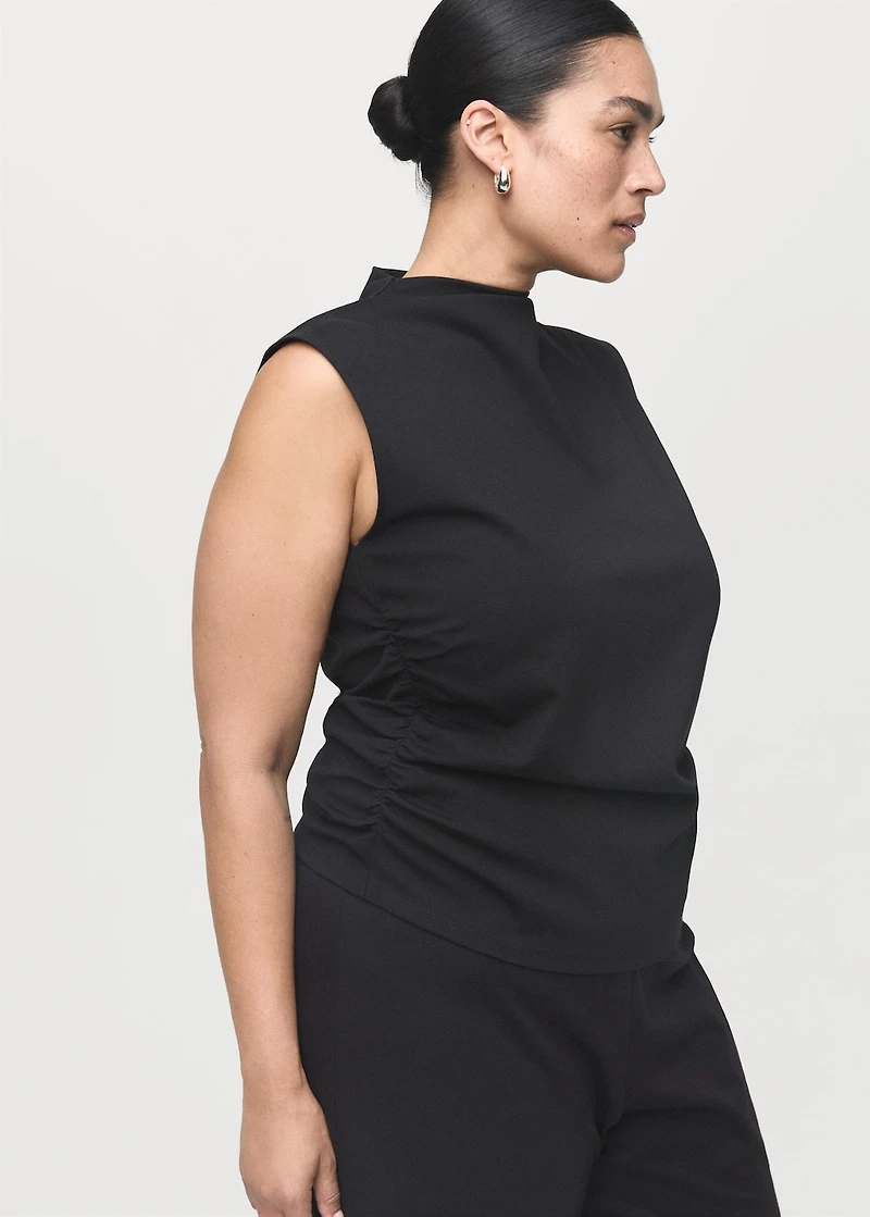 Ruched funnel-neck top
