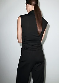 Ruched funnel-neck top