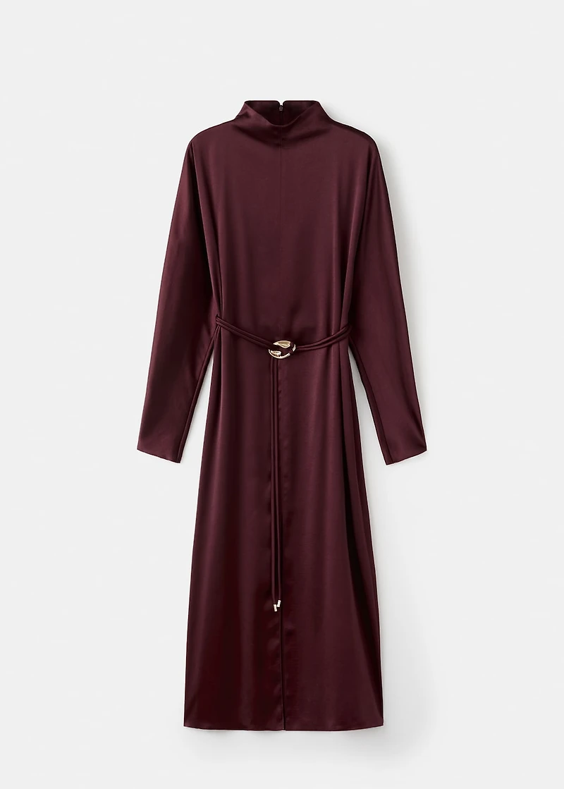 Belt satin dress