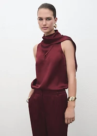 Satin blouse with foulard