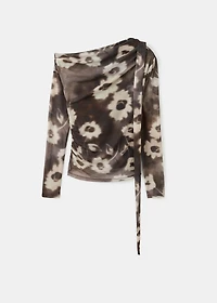 Floral-print t-shirt with scarf