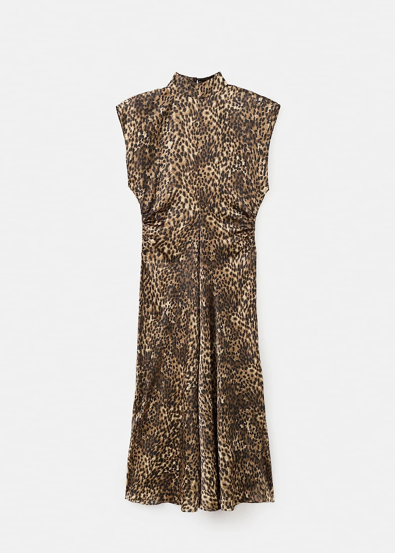 Leopard-print satin dress