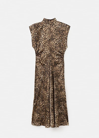 Leopard-print satin dress