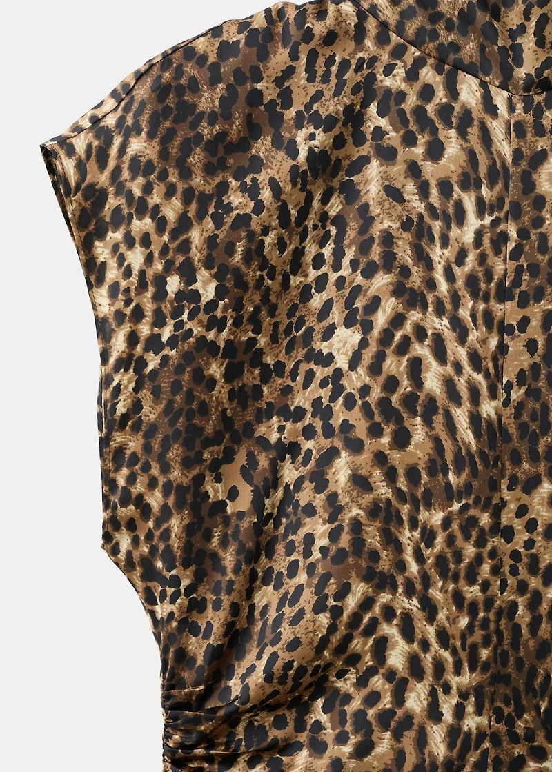 Leopard-print satin dress