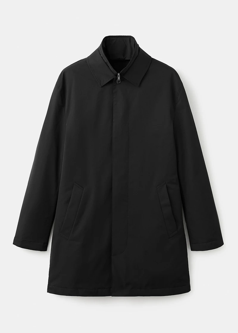 Quilted water-repellent trench coat