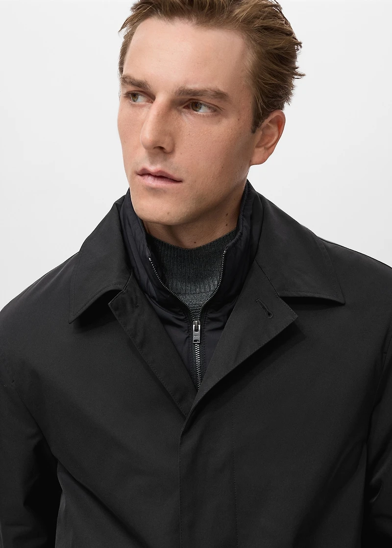 Quilted water-repellent trench coat