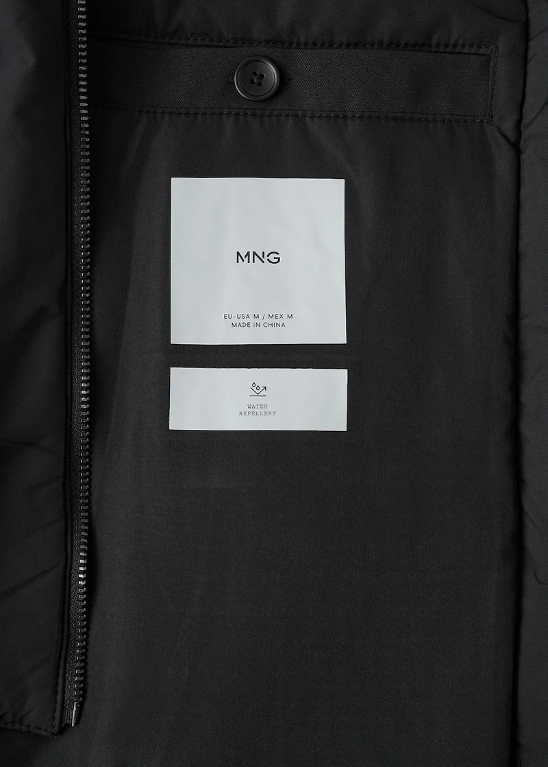 Quilted water-repellent trench coat