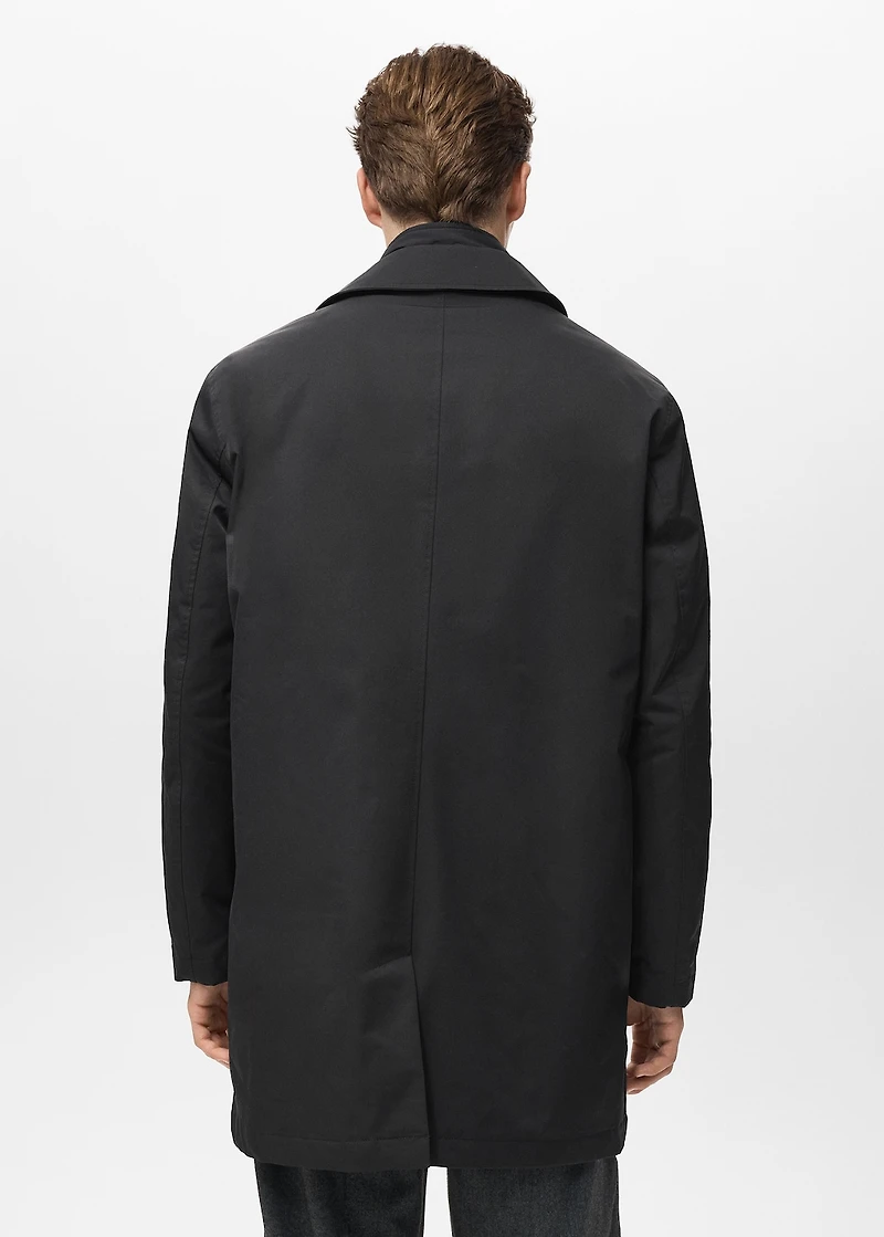 Quilted water-repellent trench coat