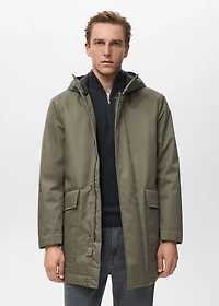 Quilted parka with water-repellent hood