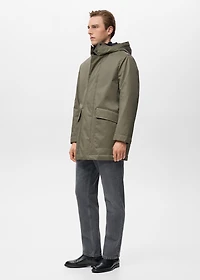 Quilted parka with water-repellent hood