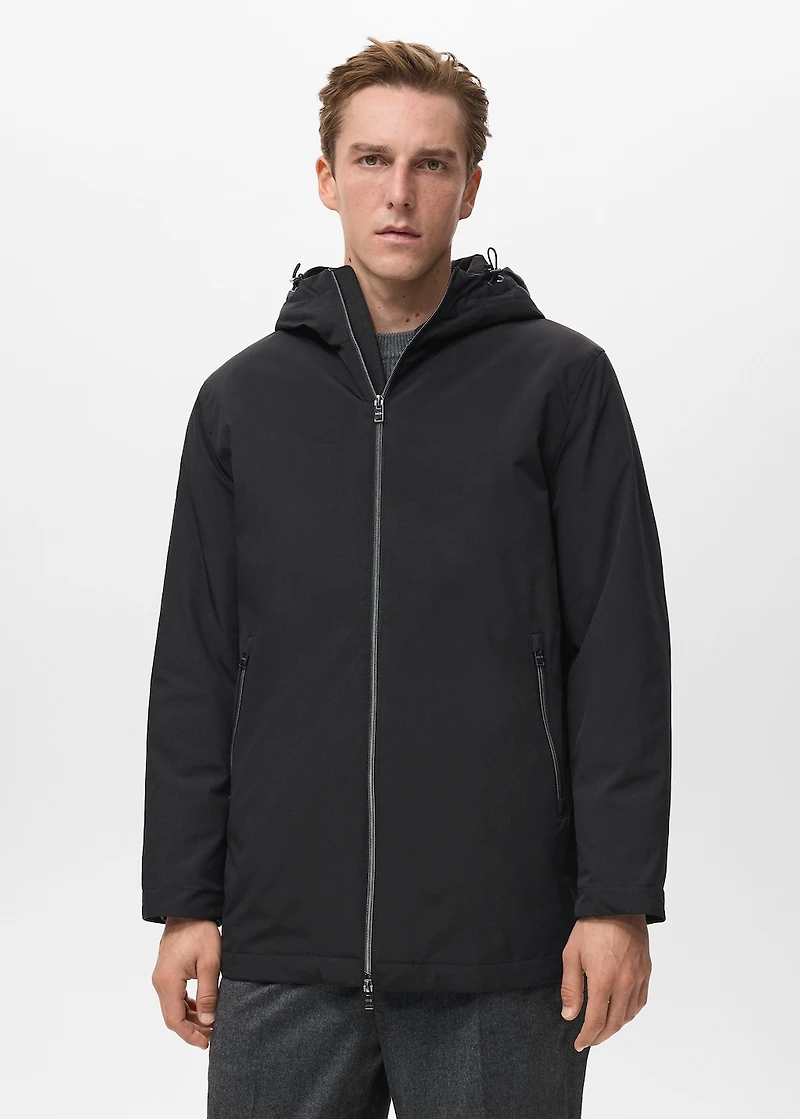 Water-repellent hooded barn jacket