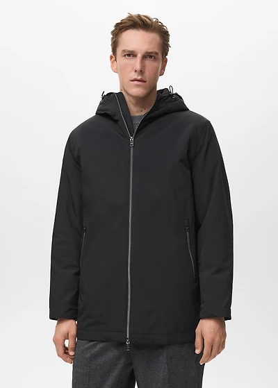 Water-repellent hooded barn jacket