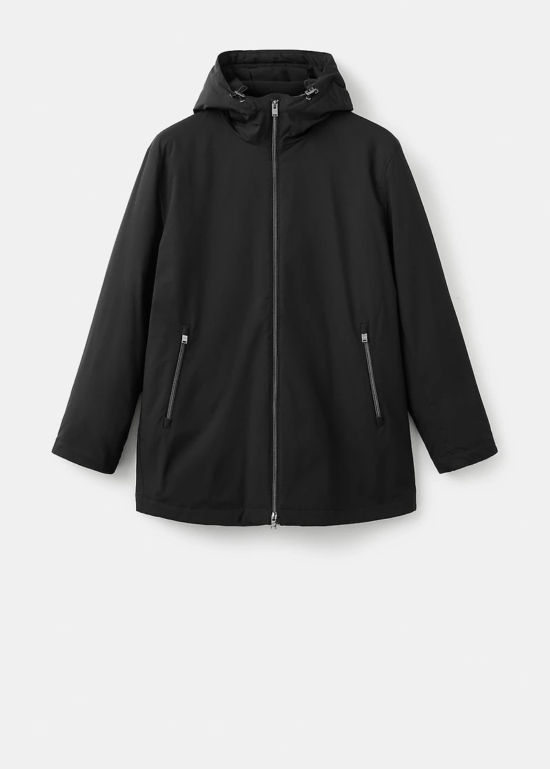 Water-repellent hooded barn jacket