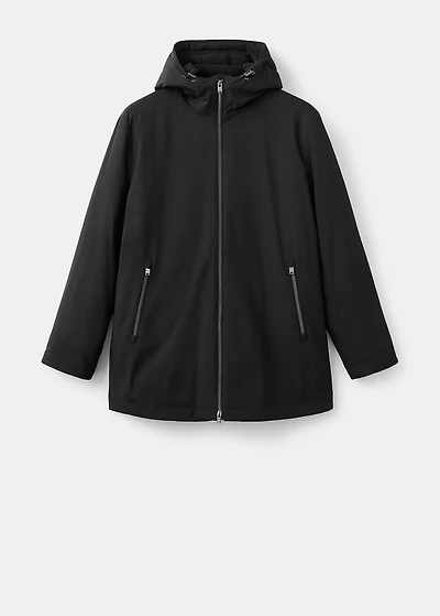 Water-repellent hooded barn jacket