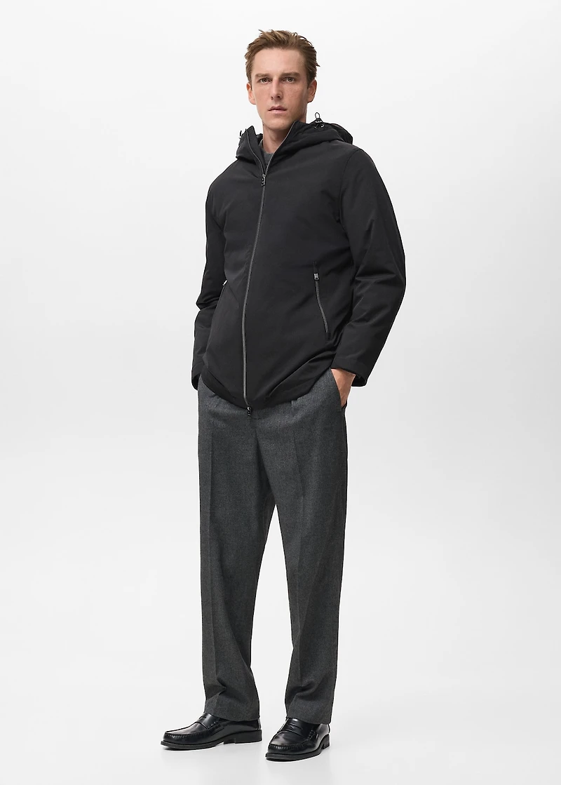 Water-repellent hooded barn jacket