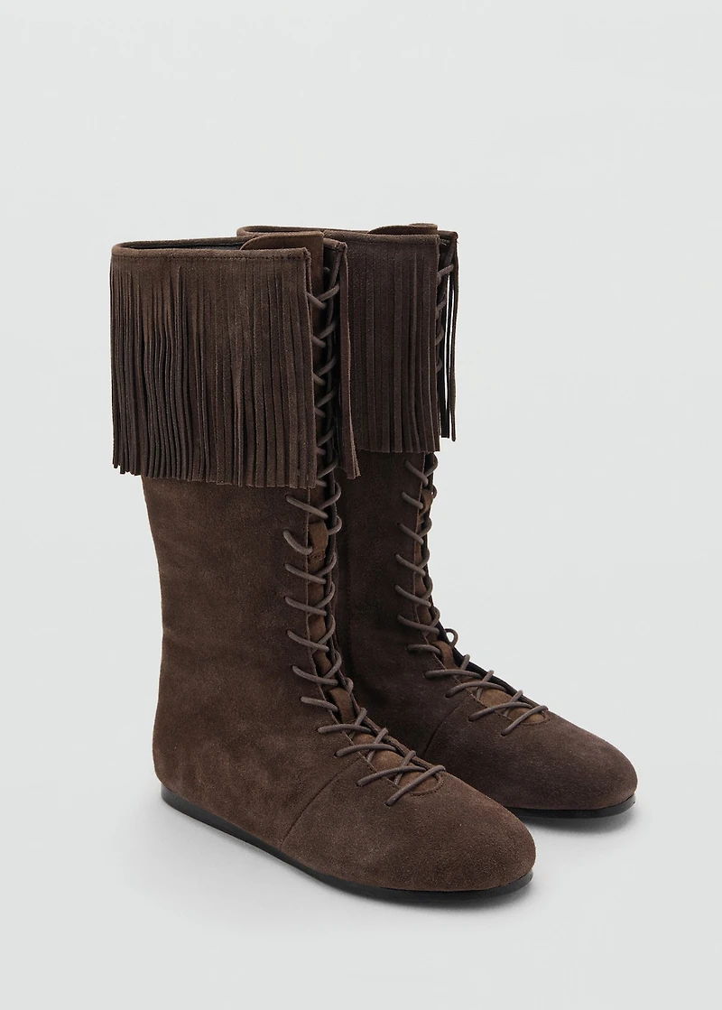 Fringed leather boots