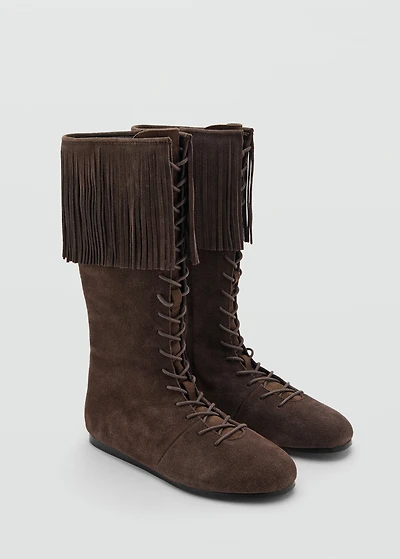 Fringed leather boots