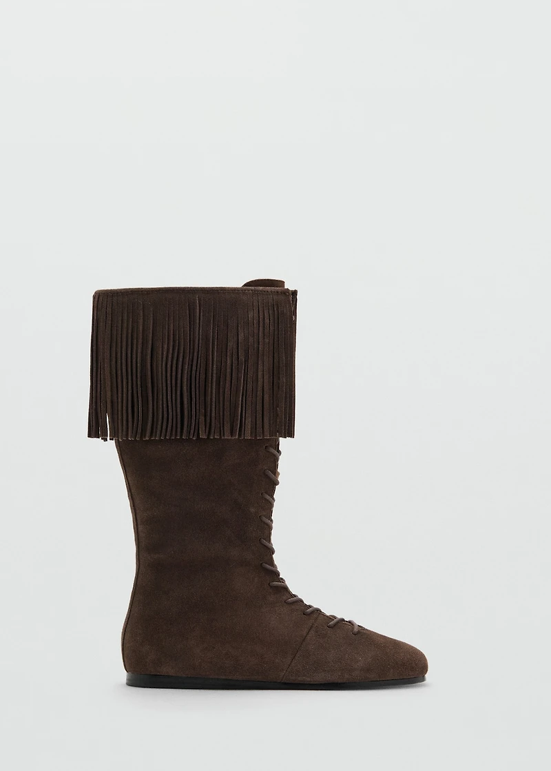 Fringed leather boots