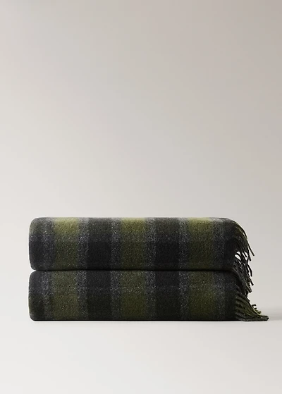 Wool check-print blanket