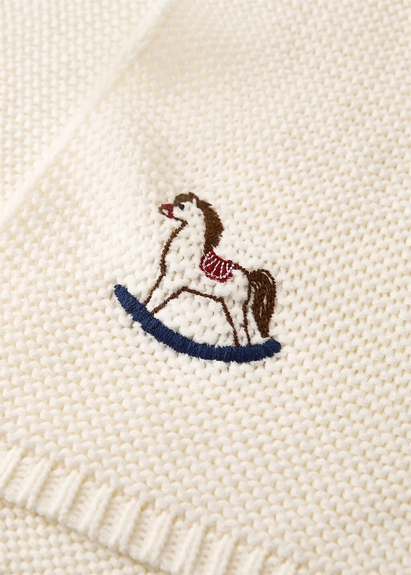 Embroidered knitted children's blanket