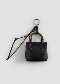 Leather handbag with keychain