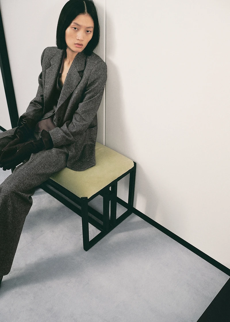 Speckled wool suit jacket