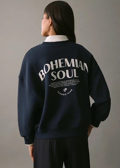 Printed embroidered sweatshirt