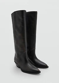 Worn-look leather boots