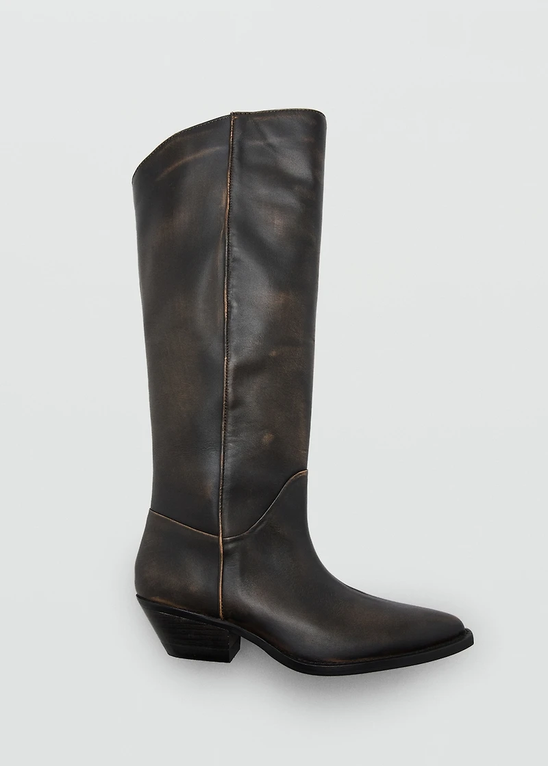 Worn-look leather boots